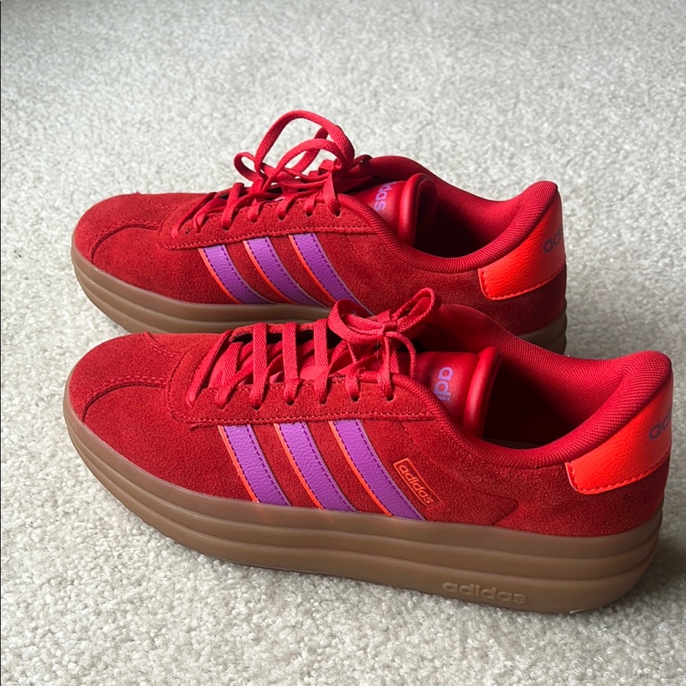 Adidas Women's Red and Purple Sneakers